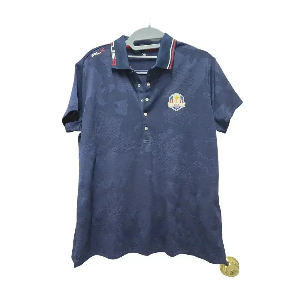 Ralph Lauren RLX USA Ryder Cup Team Polo Shirt Women's L Blue Wicking